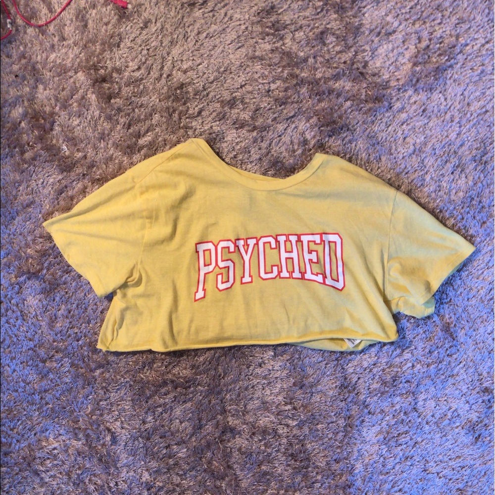 H&M yellow graphic crop top